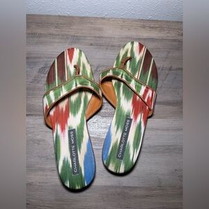 Charlotte Moss Vero Cuoio Women's Flat Sandals Genuine Leather Sole,SZ 7,Vintage